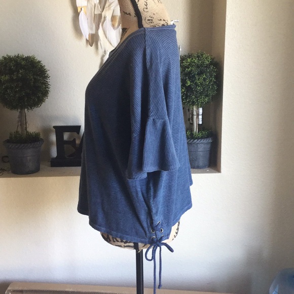 Lucky Brand Woman's Stripe Lace Up Ruffle Tee - Picture 3 of 5